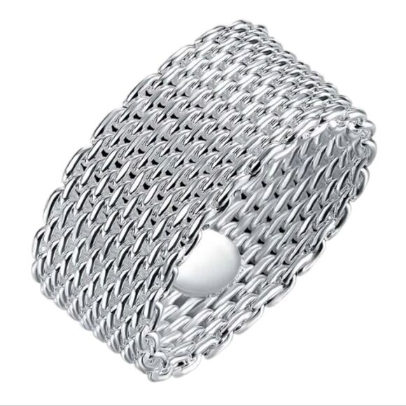 Nilcashopper Jewelry Jewelry - Elegant 925 Sterling Silver Mesh Ring